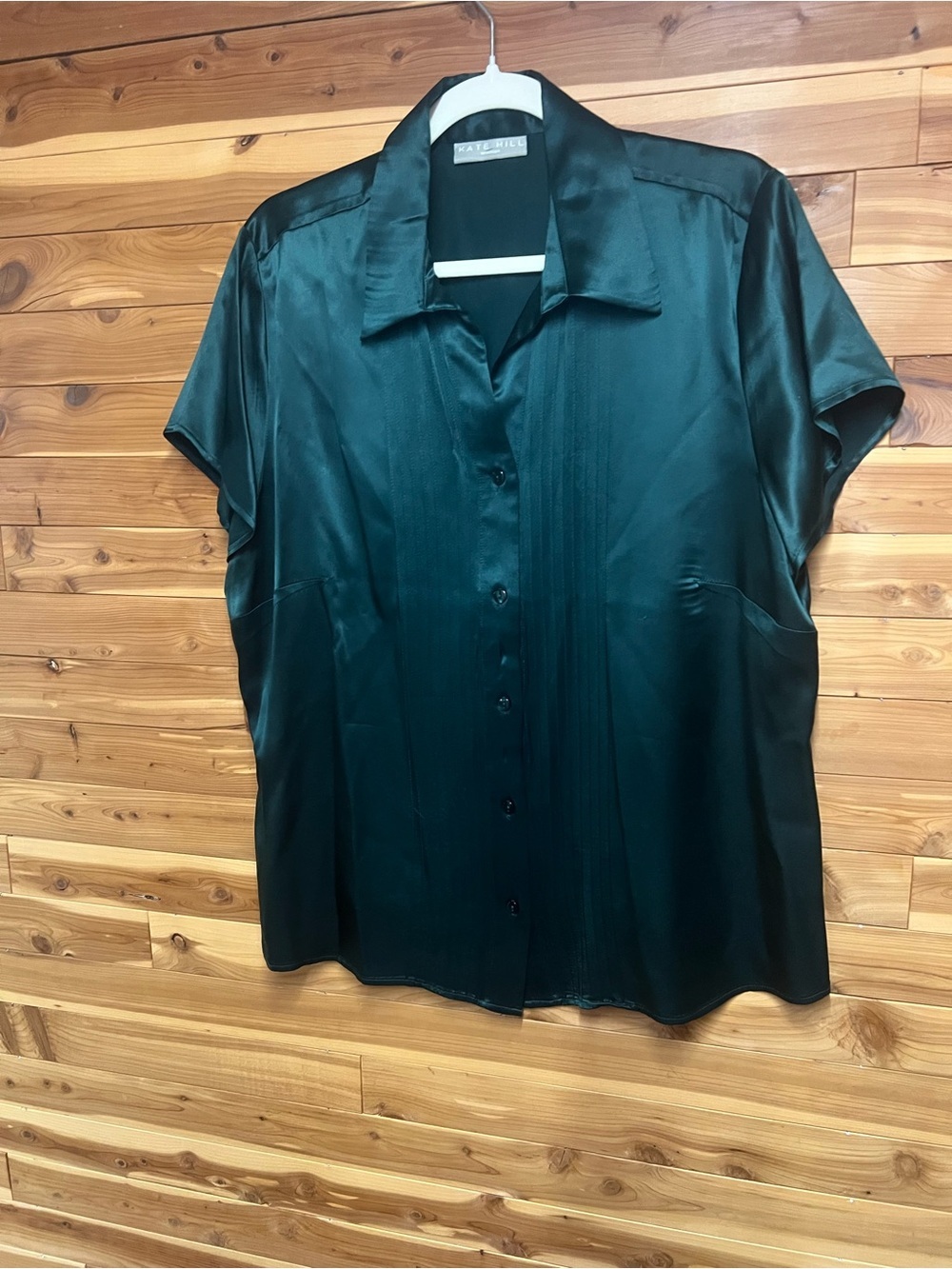 Kate Hill Deep Emerald Satin Blouse